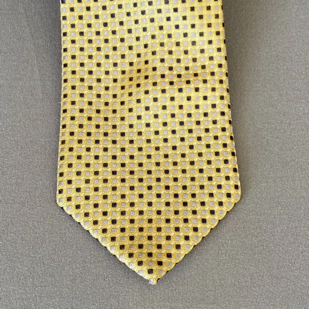 Nautica Youth Silk Tie Yellow Blue Gray Geometric Necktie 49